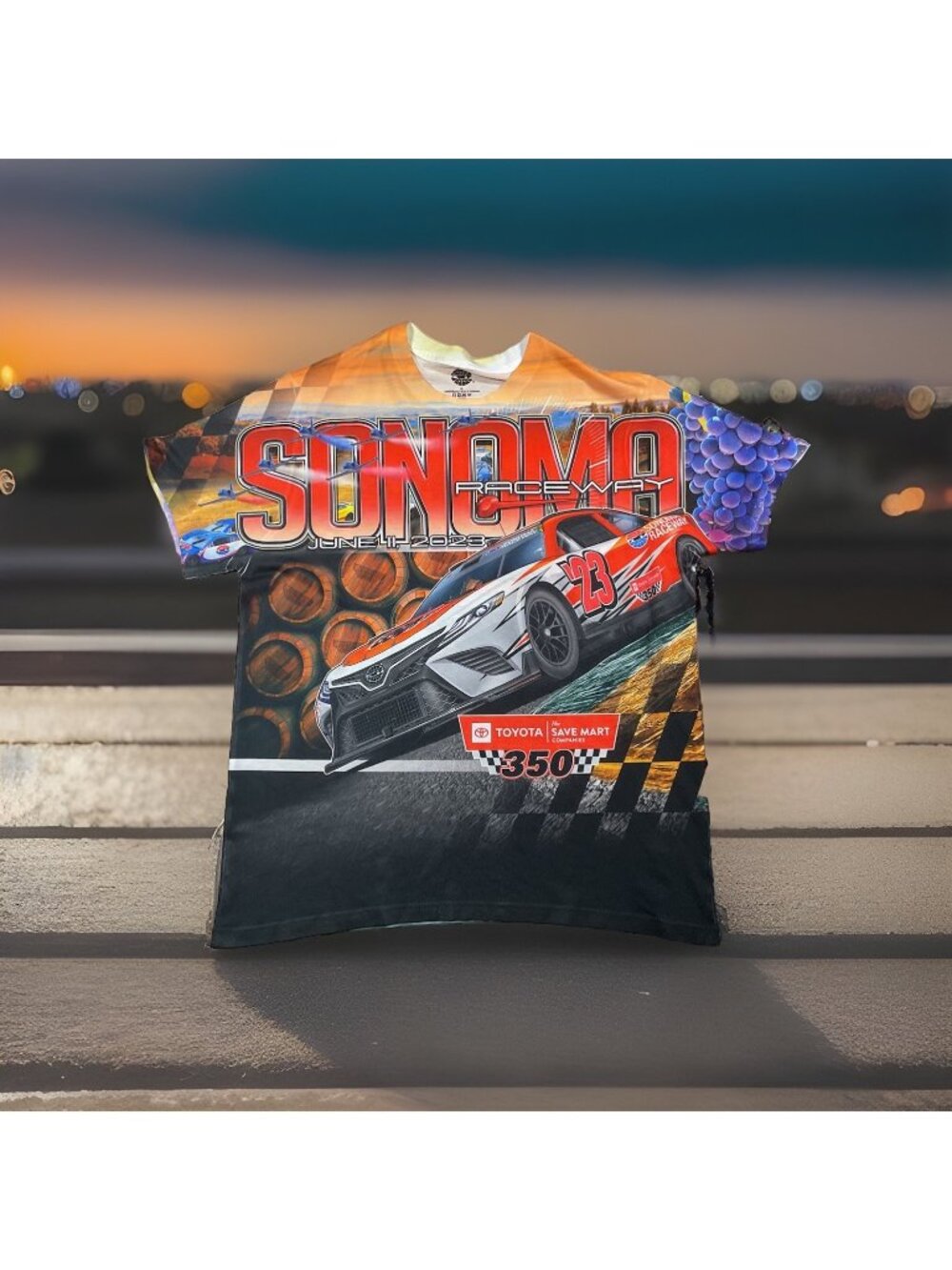 Sonoma Raceway Toyota 350 AOP T Shirt Save Mart Racing XL Wine Country